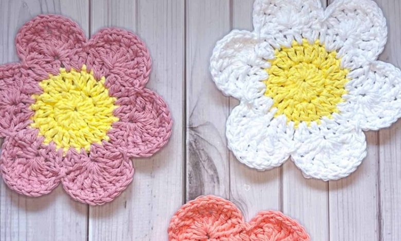 crochet flower coaster patterns